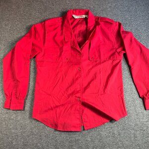 Diane Von Furstenberg DVF Red Camp Button Up Blouse Sz 10 Vintage 90s Era‎